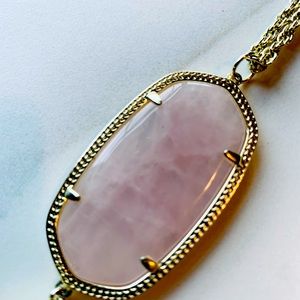 Gold and pink quartz Kendra Scott necklace